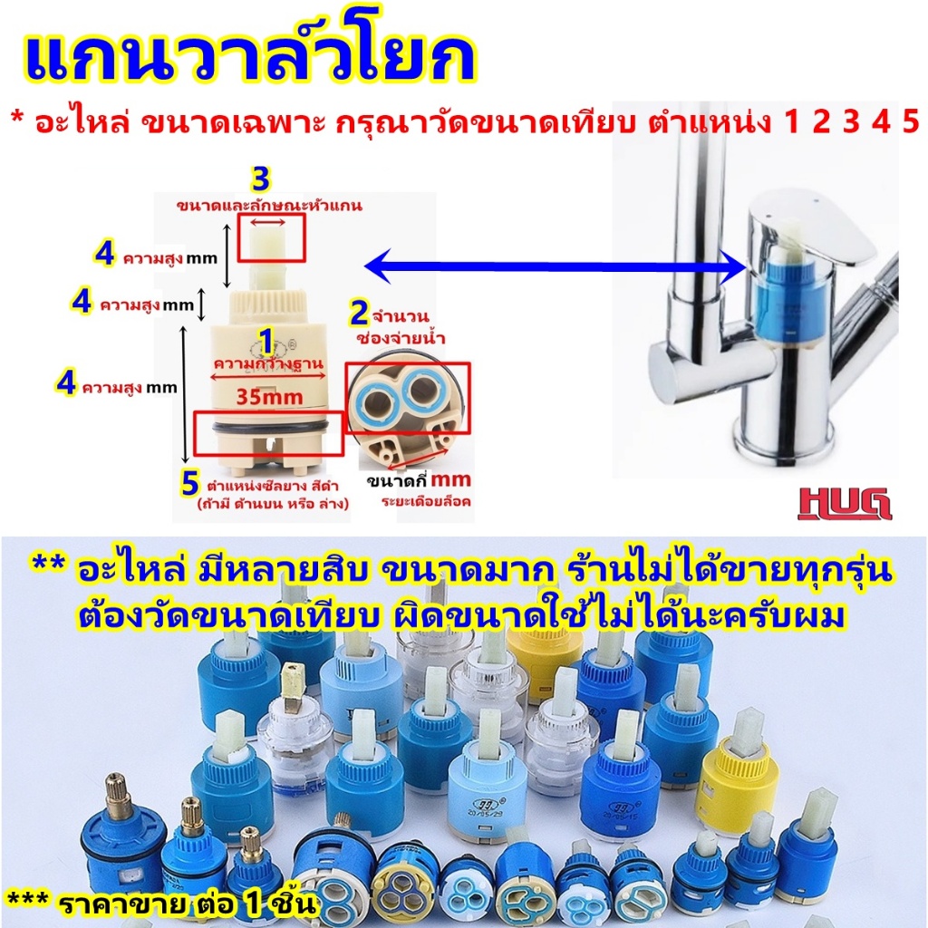 อะไหล่ แกนวาล์ว ก๊อกโยก วาวล์โยก ก๊อกผสม สำหรับ เปลี่ยน ซ่อม แกนก๊อกน้ำ วาล์ว ก๊อกน้ำ วาล์วน้ำ สำหรับเปลี่ยน ก๊อก hug