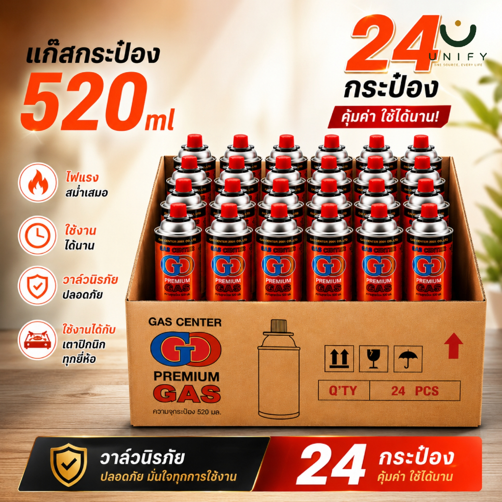 [24 กระป๋อง] แก๊สกระป๋อง แก๊สบิวเทน GC Premium Gas 250 กรัม เตาปิคนิค พกพา ส่งไว
