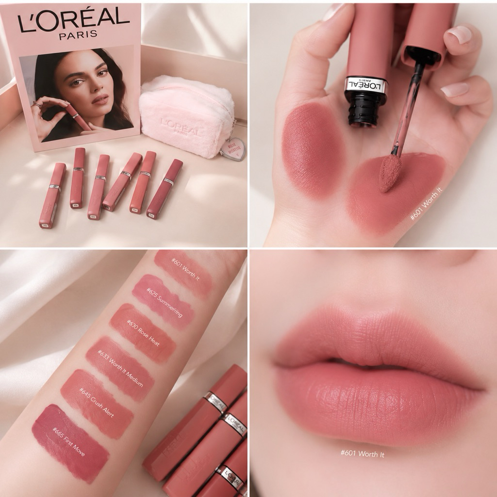 L'Oreal Paris Lip เบอร์ 601 ลิปสติกโทนสีสุภาพดูแพง เนื้อฉ่ำวาวชุ่มชื้น ปากดูใสสุขภาพดี พิกเมนต์แน่นติดทนนาน