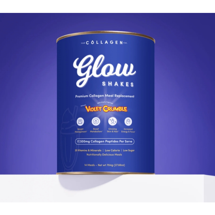 โปรตีน คอลลาเจน Prebiotic Fibre MCT Oil วิตามิน 24 ชนิด Glow Shake Violet Crumble Collagen Meal Repl