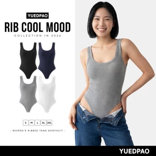 Yuedpao Women's Ribbed Tank Bodysuit บอดี้สูทผู้หญิง ผ้าร่อง ทรงสวยเข้ารูป สีพื้น ใส่สบาย ระบายอากาศได้ดี (4 สี)