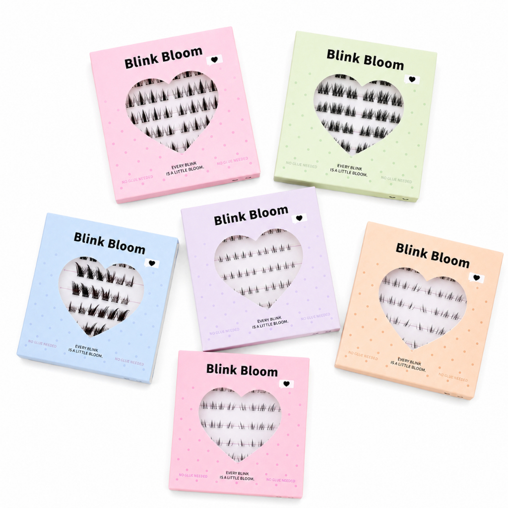 Blink Bloom ลายจุดสไตล์เกาหลี ซีรีส์ใหม่ ขนตาปลอมไร้กาวสไตล์ หนา งอนยาว เซ็กซี่ เหมือนต่อขนตาที่ร้าน แมชท์ได้หลายลุค