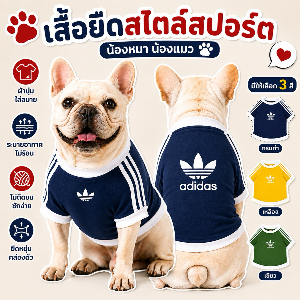 🇹🇭พร้อมส่ง🇹🇭 เสื้อหมา เสื้อแมว สไตล์สปอร์ต เนื้อผ้าวอม เกรด A ผ้านุ่ม ใส่สบาย