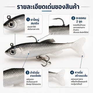 ล่อพลาสติกอ่อน ที-หาง 8 ซม. 13 กรัม หางพายสําหรับตกปลาปลาเทราท์เบส
