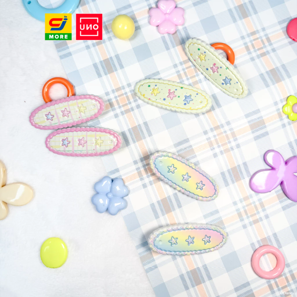 UNO กิ๊บทรงรีลายดาวสีพาสเทล 2 ชิ้น รุ่น 19