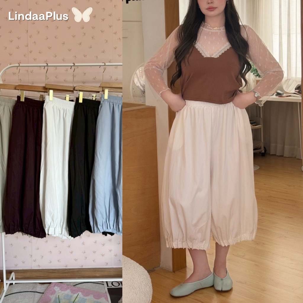 LindaaPlus--𝐆𝐞𝐧𝐢𝐞 𝐩𝐚𝐧𝐭𝐬 V.2 🧸ྀི กางเกงขาแปดส่วนจินนี่ เวอร์ชั่น 2 ผ้าคอตตอนเนื้อนิ่ม พลิ้ว เบาสบาย ใส่สบาย สะโพกใหญ่สะใจ