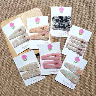 [6.5-7cm] กิ๊บติดผมปากจระเข้แต่งอะคริลิคลายหินอ่อน ราคาต่อ1แผง พร้อมส่ง
