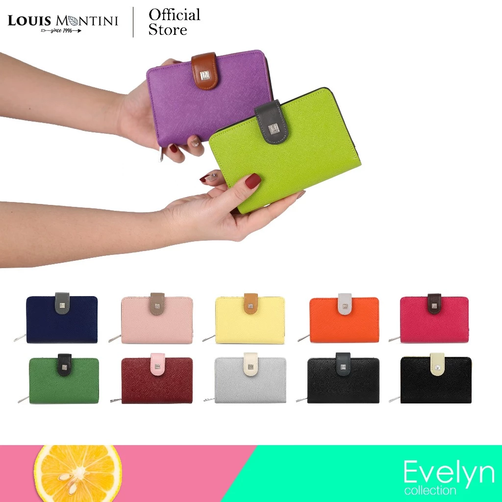Louis Montini (Evelyn) กระเป๋าสตางค์ผู้หญิง พับสั้น หนังวัวซาเฟียโน่ WL50