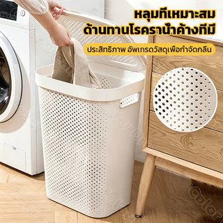 🔥ตะกร้าอเนกประสงค์ ตะกร้าผ้ามีฝาปิด 45/60L สไตล์เกาหลี ระบายอากาศดี เก็บได้หลากหลาย พร้อมส่ง ตะกร้าผ้าพลาสติก