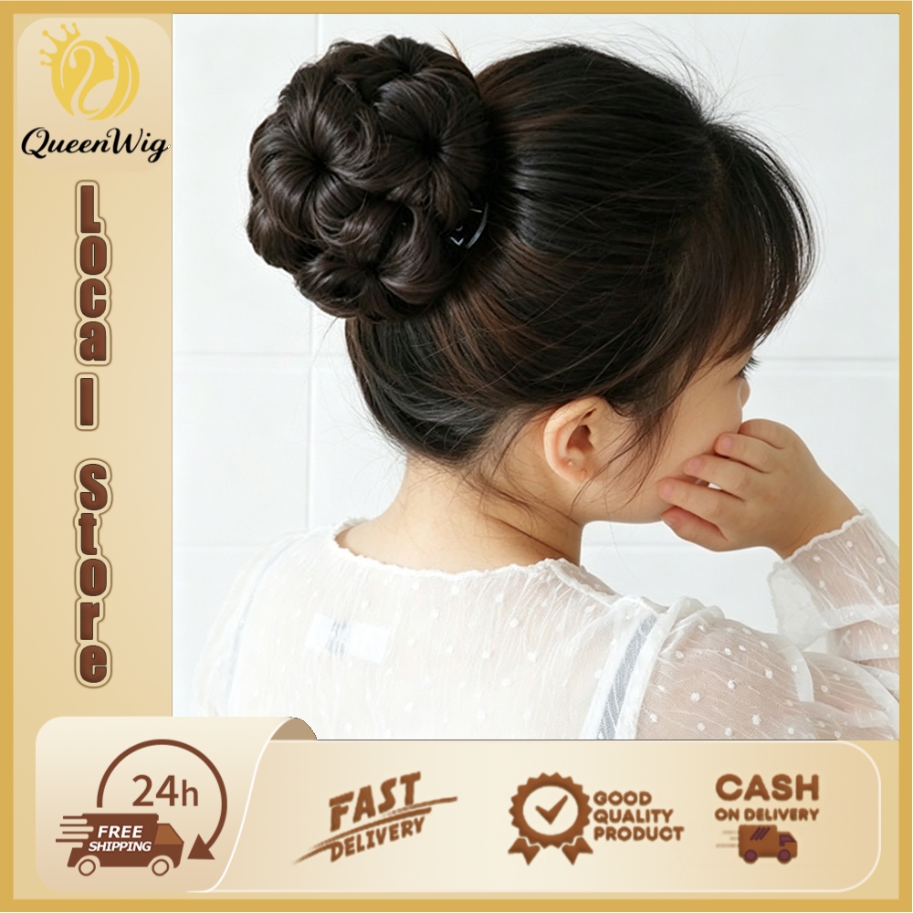 วิกผมมวยผมแบบหนีบรูปดอกไม้ 9 ทำจากเส้นใยสังเคราะห์ทนความร้อนสูง ฟูนุ่มเป็นธรรมชาติ วิกผมต่อผมทำจากเส