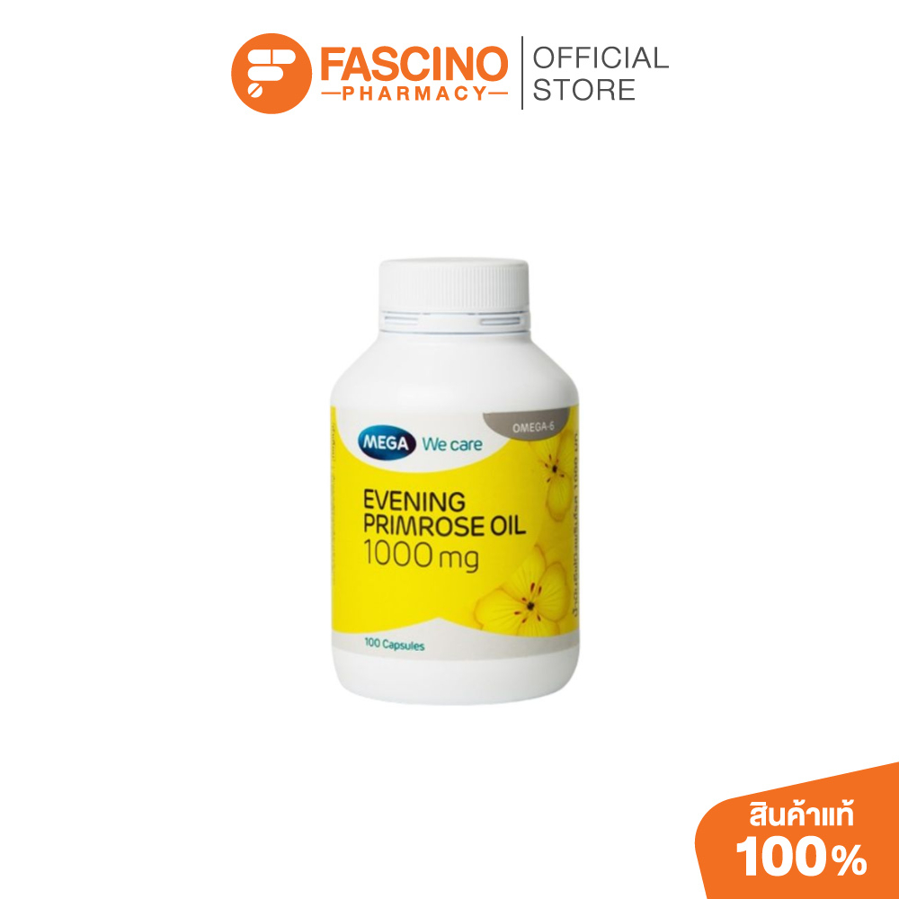 Mega Evening Primrose Oil 1000mg เมก้า อีฟนิ่งพริมโรส (100 แคปซูล) –  วิตามินผู้หญิง, ปรับสมดุลฮอร์โมน