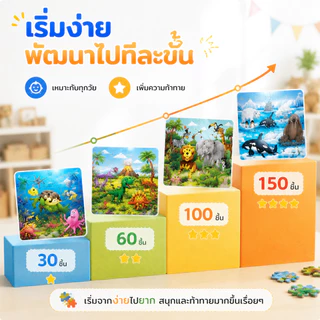 จิ๊กซอว์ไม้ พร้อมกรอบไม้ ของเล่นเสริมพัฒนาการ จิ๊กซอว์สำหรับเด็กๆ ของเล่นเสริมพัฒนาการ 1-3 ขวบ ตัวต่อของเล่นเด็ก