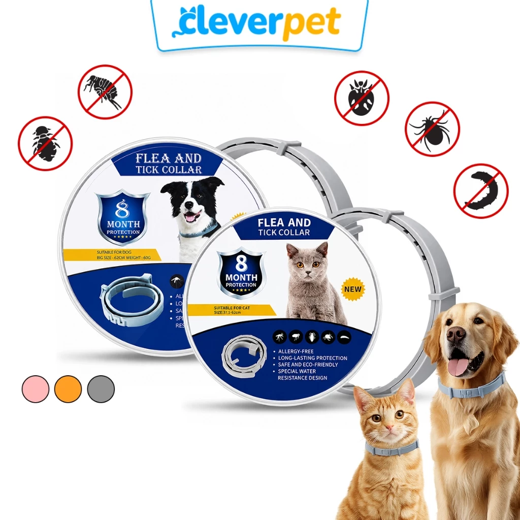 [ส่งฟรี🇹🇭] CleverPet ปลอกคอกไล่เห็บหมัด สำหรับแมวและสุนัข ใช้งานได้นานถึง 8 เดือน ปลอดภัย ไล่แมลง Tick Collar