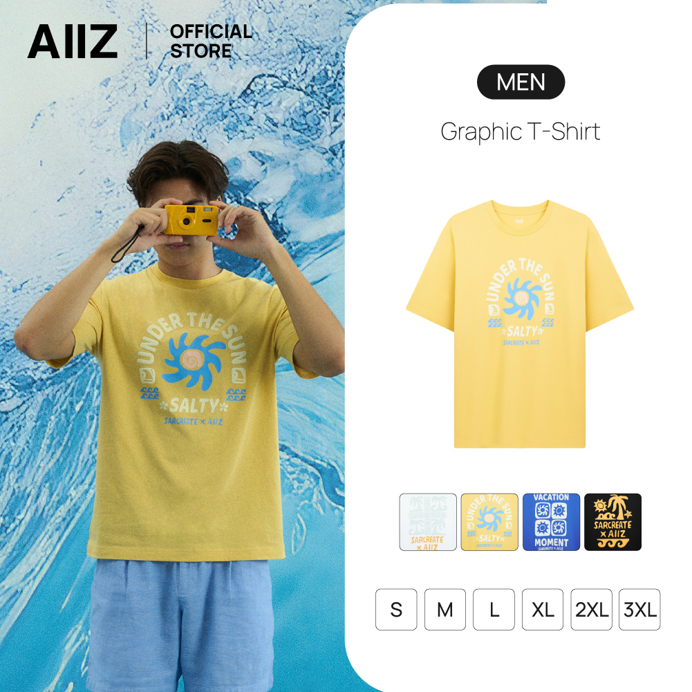 AIIZ (เอ ทู แซด) - AIIZ เสื้อยืดคอกลมผู้ชาย ลายกราฟิก AIIZ Men's Graphic T-Shirt