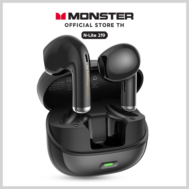 Monster N-Lite 219 หูฟังบลูทูธ6.0 สอดหู เสียงHIFI ควบคุมเพลง รุ่นใหม่2026