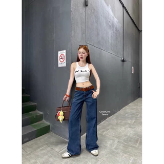 Acasey กางเกงยีนส์ผู้หญิง ขายาว ทรงใหม่ Low rise กระบอกกลาง เอวกลาง-ต่ำ ผ้าหนานุ่ม ผ้าไม่ยืด