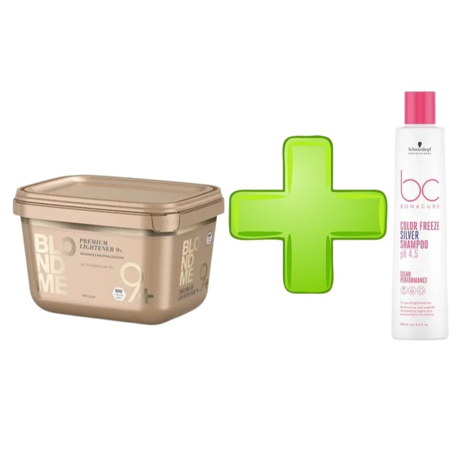ซื้อ มี แถม Schwarzkopf Blondme Premium Lightener 9+ 450g แถม Schwarzkopf Silver Shampoo 250ml