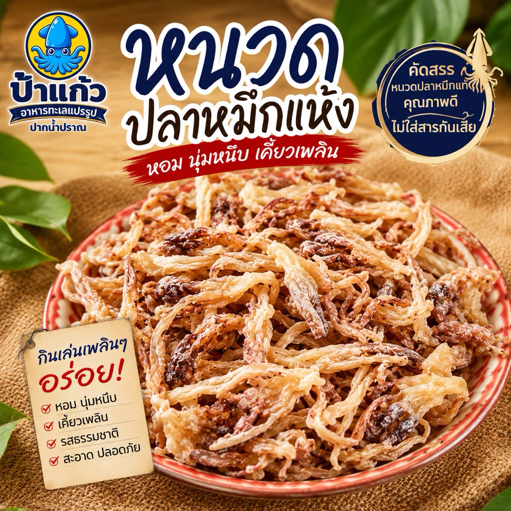 หนวดหมึกแห้ง หัวหมึกแห้ง