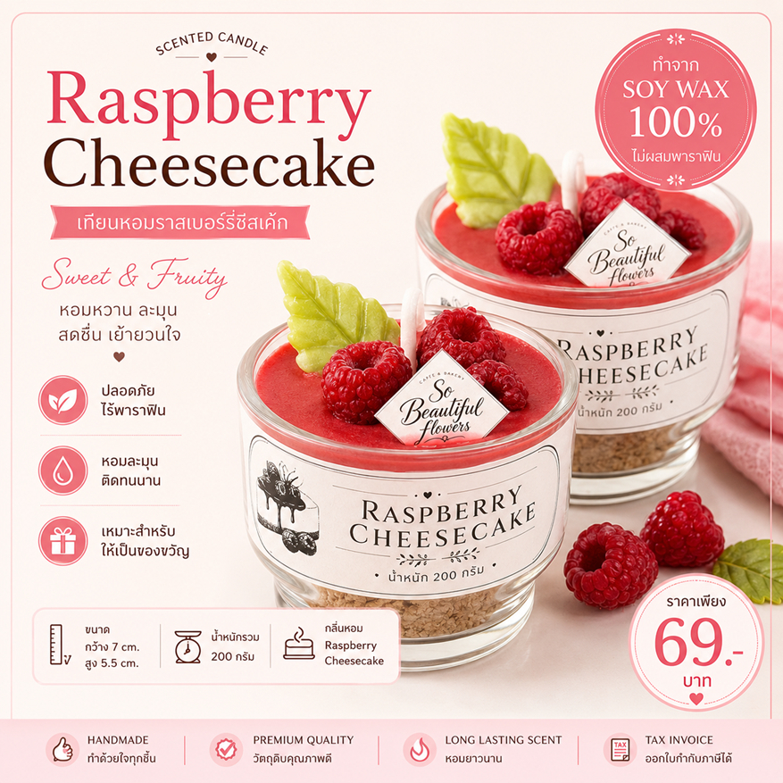 🍓 Raspberry Cheesecake Scented Candle 🍰