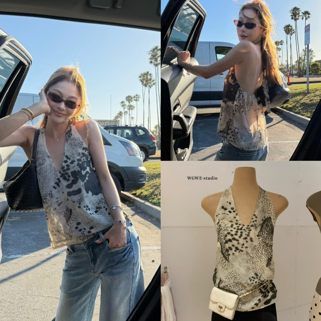 (พร้อมส่ง) เสื้อผูกคอลายสวยสมอคหลัง - 10334 TAG WG.WE 🇰🇷