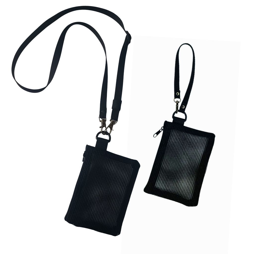 THBG14 กระเป๋าซิปตาข่าย 10x14 ซม. พร้อมสายคล้องคอ/สายห้อย กระเป๋าใส่เหรียญ ใส่บัตร กุญแจ เงินสด หูฟัง ซองตาข่าย