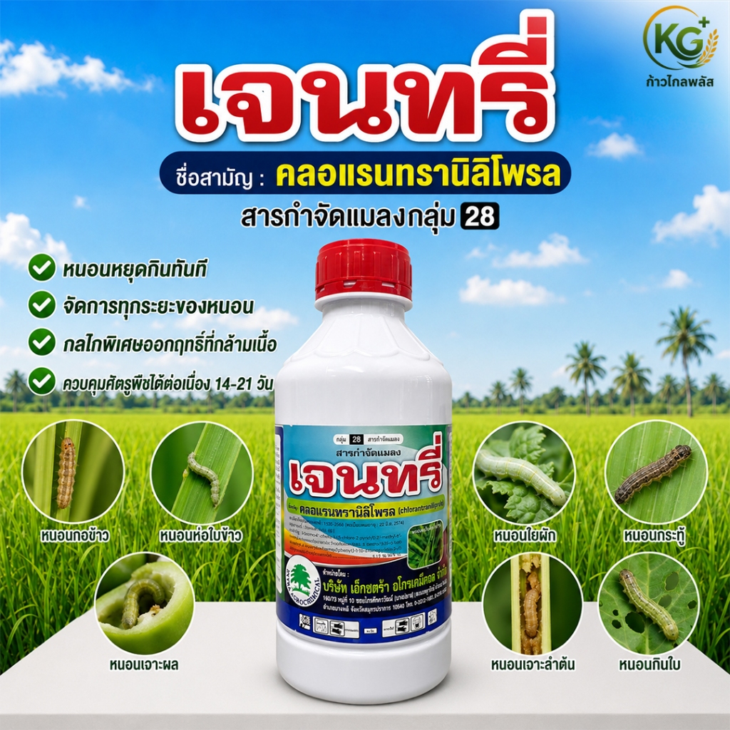 เจนทรี่ คลอแรนทรานิลิโพรล 5.17% SC สารกำจัดหนอน หนอนกอข้าว หนอนห่อใบ หนอนเจาะ [ขนาด1ลิตร]