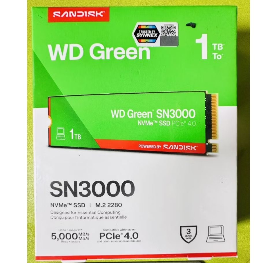 WD GREEN SN3000-PCIe4x4 NVMe M.2 2280 WDS100T5G0E [1TB](ของใหม่ยังไม่ผ่านการใช้งาน)