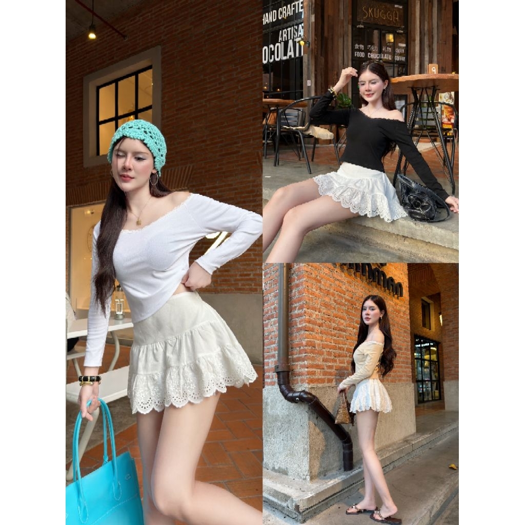 NEW DROP! BLOOMING SKIRT กระโปรงแต่งชายระบายลูกไม้ผ้าฉลุ