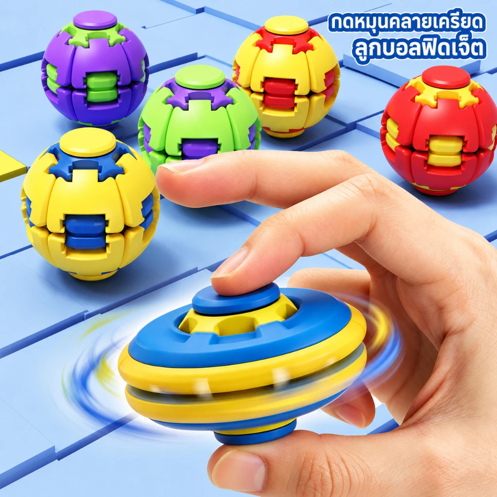 3D ลูกบอลกดหมุน ฟิดเจ็ตสปินเนอร์ ของเล่นลดเครียด EDC พกพาสะดวก ของเล่นคลายเครียด เหมาะสำหรับเด็กและผู้ใหญ่