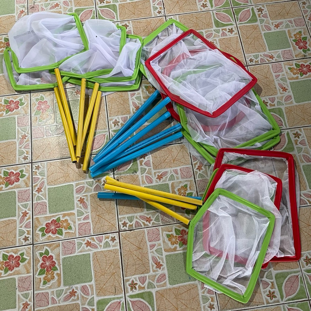 กระชอนผ้ามุ้ง ผ้าตาข่ายเนื้อนิ่ม ผ้าละเอียดลูกไรขอบหนัง ตักปลาชนิดต่างๆ แข็งแรงทนทาน (9‘ 12’ 15’ 20’ นิ้ว)