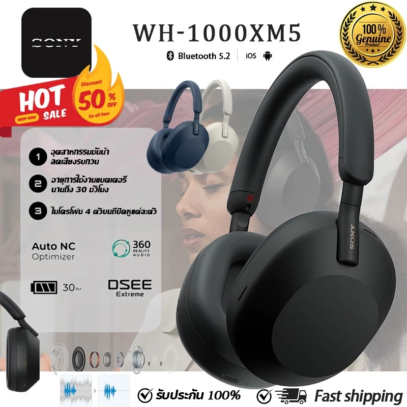 🎧ส่วนลด 50%🎧หูฟังบลูทูธ Wireless Headphone ไมโครโฟนในตัว ใช้ได้ 36 ชั่วโมง หูฟังตัดเสียงรบกวน หูฟังไร้สาย