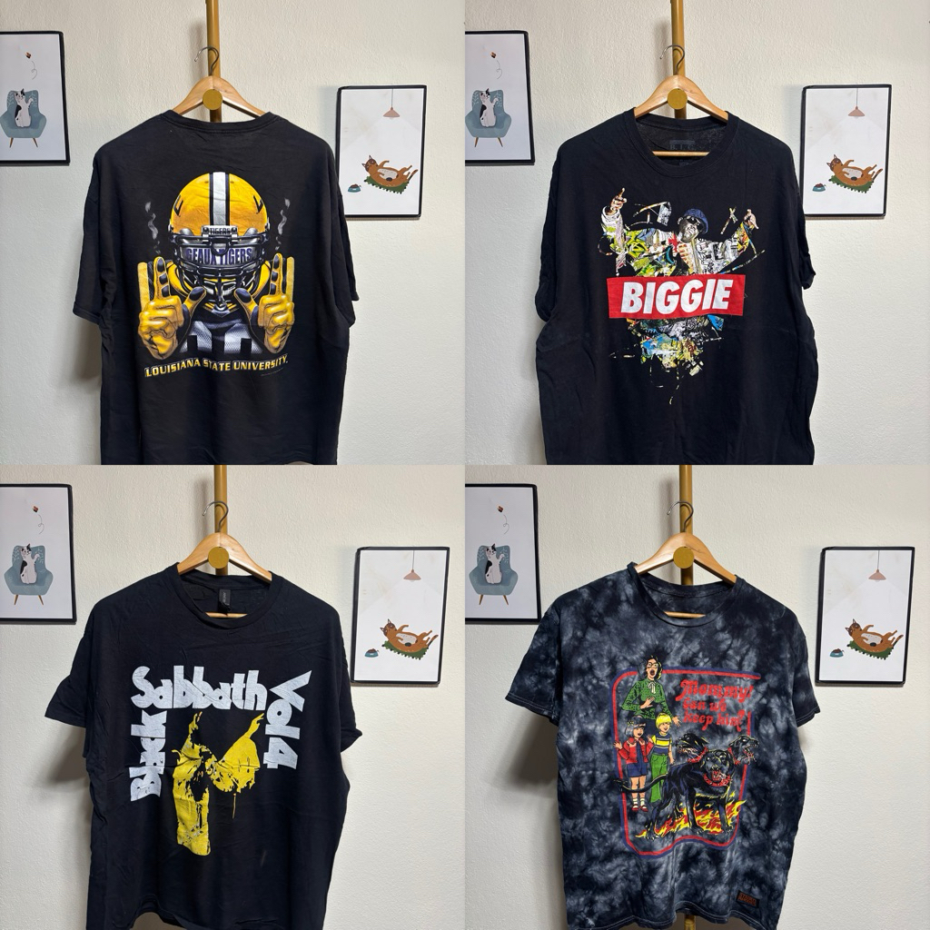 (V5)เสื้อยืดวินเทจลายการ์ตูน อนิเมะ หนัง วงดนตรี ลายมันส์ XL-2XL อก 46-52 นิ้ว