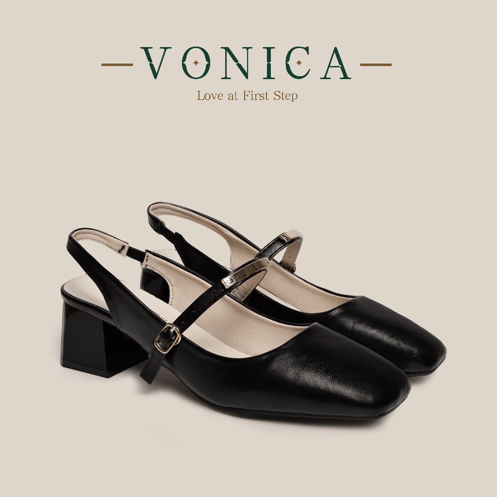 VONICA รองเท้าแตะผู้หญิงสไตล์เกาหลี สายรัดปรับได้ หนังนุ่ม รองเท้า mary jane