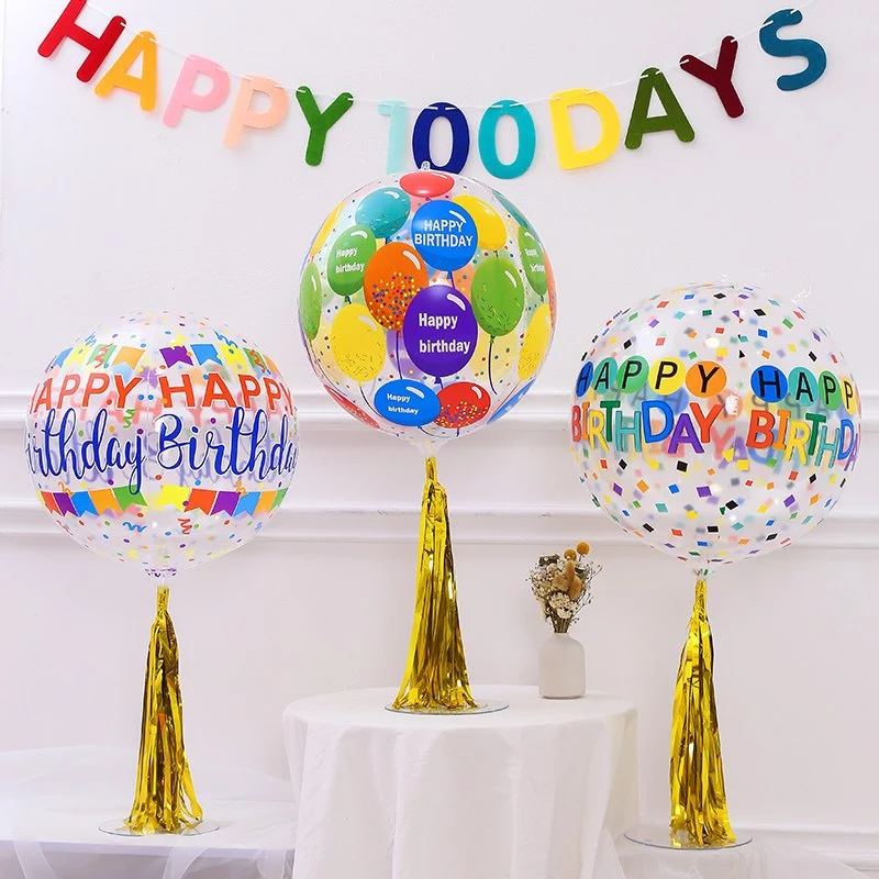 22 นิ้ว 4D ลูกโป่งใส PVC สกรีนลาย HAPPY BIRTHDAY ลูกโป่งฟอยล์ ลูกโป่งวันเกิด สําหรับตกแต่งปาร์ตี้วันเกิด