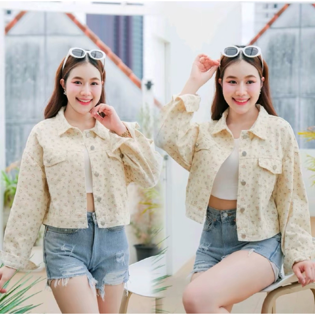 แจ็คเก็ตยีนส์ผู้หญิง ทรงครอปน่ารัก เสื้อยีนใส่คลุมสไตล์เกาหลี เท่ ฟรีไซส์ ผ้านิ่ม พร้อมส่ง
