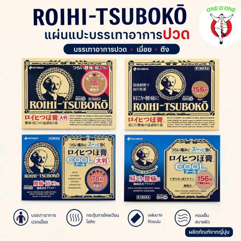 Nichiban Roihi-Tsuboko: นี่คือแผ่นแปะบรรเทาอาการปวดแบบร้อนและแบบเย็น