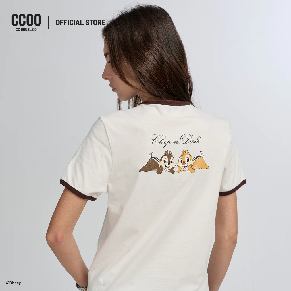 CC DOUBLE O CHIP ‘N DALE VINTAGE RINGER TEE ผู้หญิง เสื้อยืดริงเกอร์วินเทจ Chip ‘n Dale รุ่น O26WGWA168 (AW26 #A2)