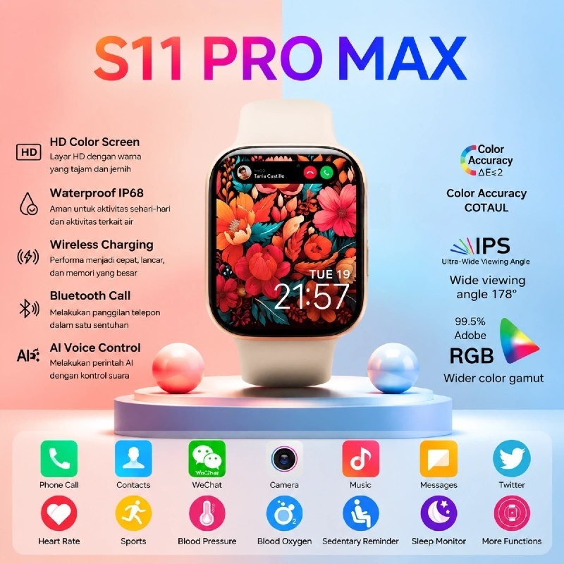 [COD] Samsung SMART WATCH 11 MAX แท้ 100% หน้าจอ AMOLED 2.01 นิ้ว กันน้ำระดับ IP68
