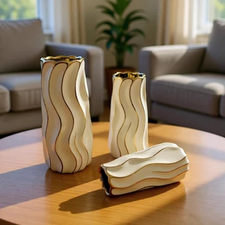แจกันเซรามิกสีทองไฟฟ้า vase จำนวนจำกัด! ✓ ลวดลายหรู สำหรับตกแต่งบ้านและของขวัญ/ของขวัญปีใหม่ ✓ ขนาด 20-25 ซม. ✓ ของแท้1