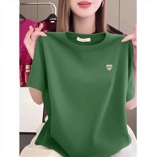 เสื้อยืดแขนสั้นสำหรับผู้หญิง คอลเลกชันใหม่รับซัมเมอร์: ทรงหลวม คอกลม ลายพิมพ์สวย แมตช์ง่าย พรางหุ่นให้ดูเพรียวและมีสไตล์