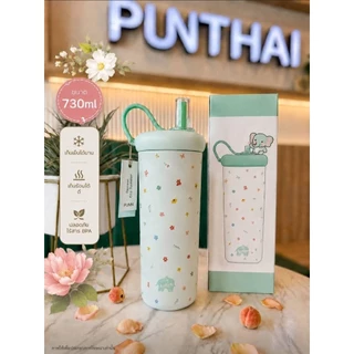 เก็บอุณหภูมิรุ่น Floral Tumbler PunThai Coffee ทำจากสแตนเลส 304 เคลือบเซรามิกด้านใน