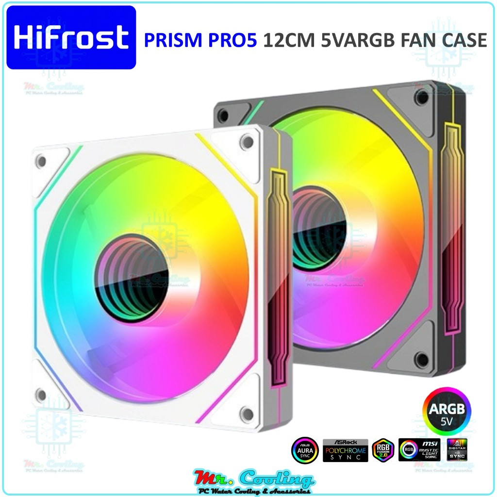 HIFROST PRISM PRO5 5VARGB Case Fan 12cm พัดลมเคสคอมพิวเตอร์ ระบบไฟARGB 800-1800RPM สวย ลมแรง เสียงเงียบ