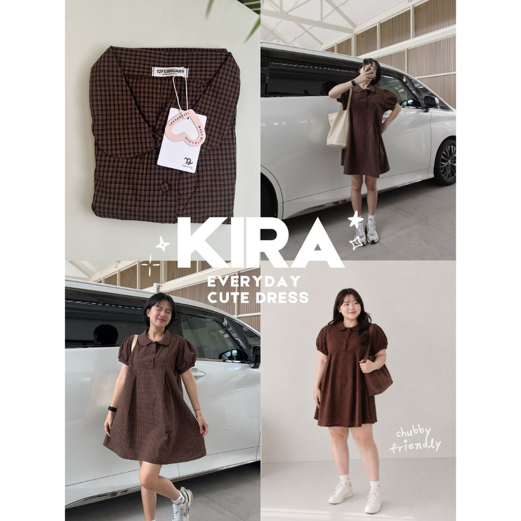 12FEBRUARY | KIRA DRESS ชุดเดรสผ้าลายตารางเล็ก ดีเทลน่ารัก ใส่สบาย
