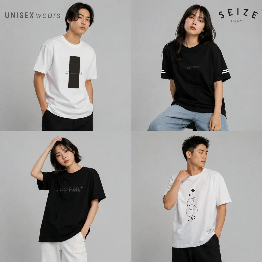 [ลดโหดครึ่งปี] SEIZE TOKYO เสื้อยืดแขนสั้น ลายสตรีทอาร์ต Black & White Cotton 100% ผ้านุ่ม ใส่สบาย Unisex