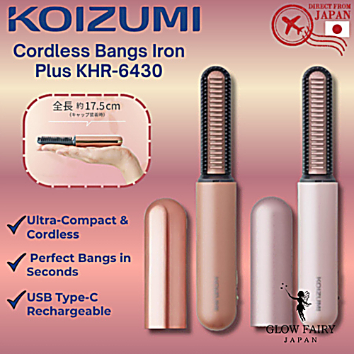 Koizumi KHR-6430 Cordless Bangs Iron Plus คอยซูมิ เครื่องม้วนผมหวีไร้สาย, หนีบหน้าม้า, ชาร์จ USB Type-C【ส่งตรงจากญี่ปุ่น】