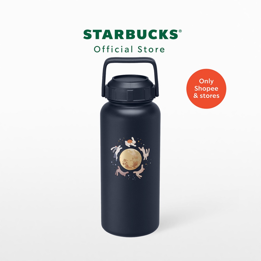 Starbucks Stainless Steel Bunny Full Moon Water Bottle 32oz. ขวดน้ำสตาร์บัคส์สแตนเลสสตีล ขนาด 32ออนซ์ A11184704
