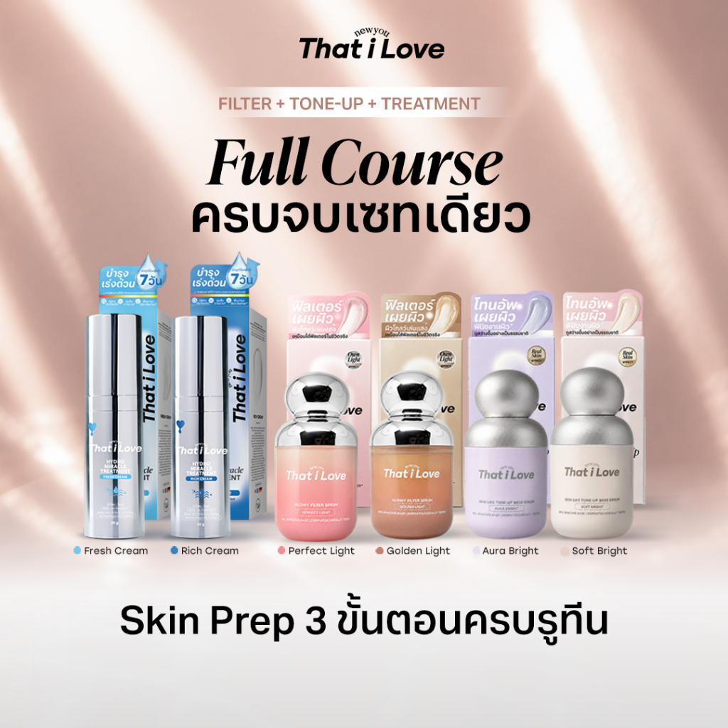 [Full Course ครบจบเซ็ทเดียว] That i Love HYDRO MIRACLE TREATMENT x2 + GLOWY FILTER SERUM x2 + TONE-U