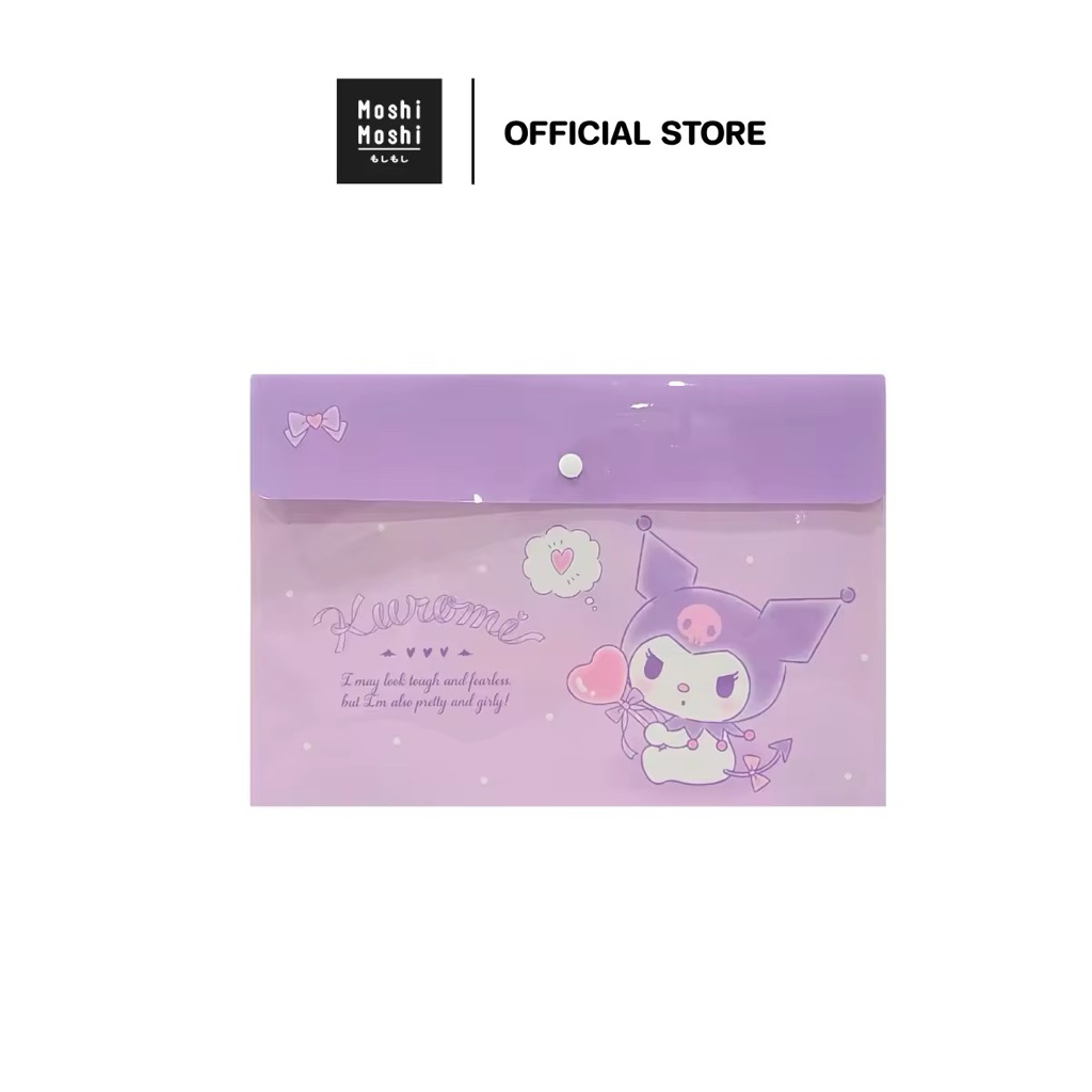 พร้อมส่ง moshi moshi แฟ้ม แฟ้มเอกสาร A4 แฟ้มกระดุมขยายก้น ลาย kuromi, Kitty， cinnamoroll, I love my job