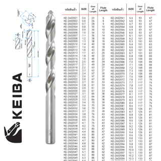 KEIBA ดอกสว่านเจาะเหล็ก HSS ขนาด 0.5 - 7.0 mm. (มิล) (ราคาต่อดอก)