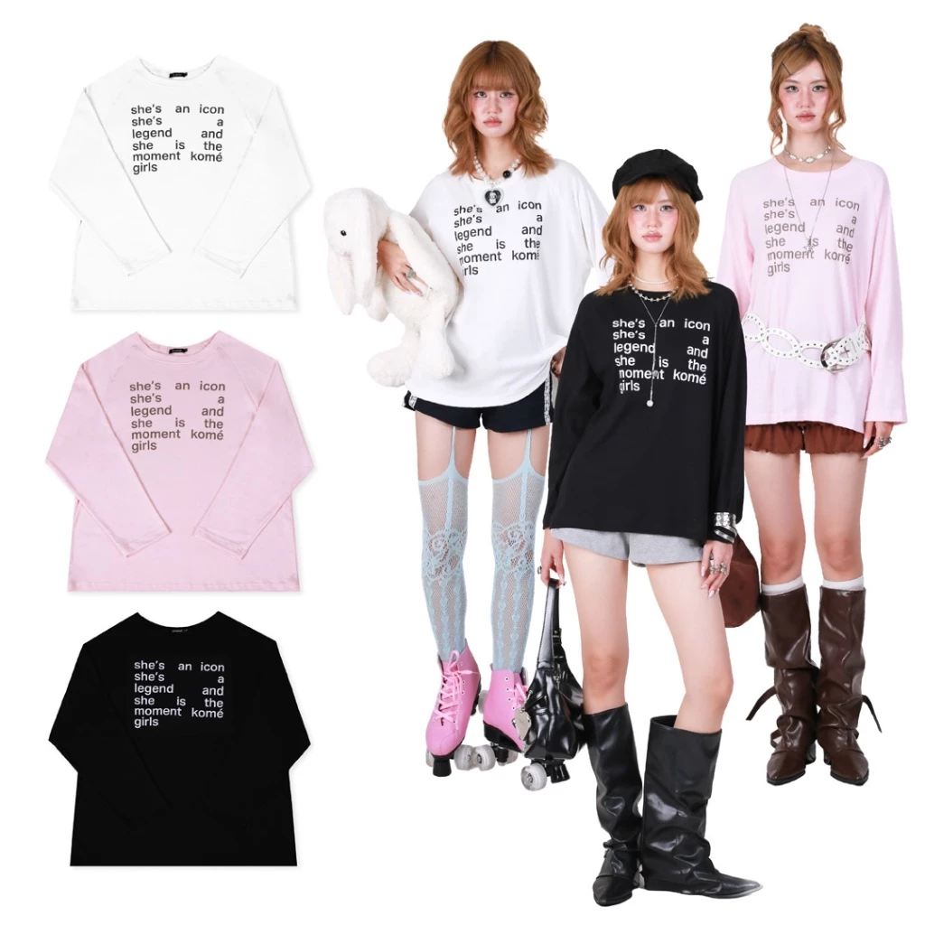 kome.offi เสื้อแขนยาวไหล่ slope รุ่น iconic top